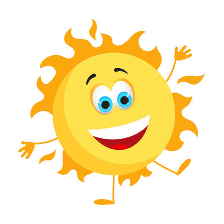 Funny Sun with eyes - Summer Things Collection. Cartoon funny characters, flat vector illustrationのイラスト素材
