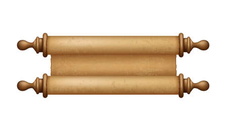 Ancient Paper, Parchment Scroll, realistic vector illustration close-upのイラスト素材