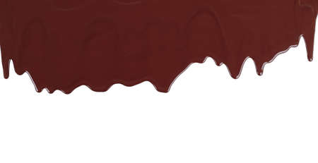 Melted chocolate dripping on white background close-upの写真素材