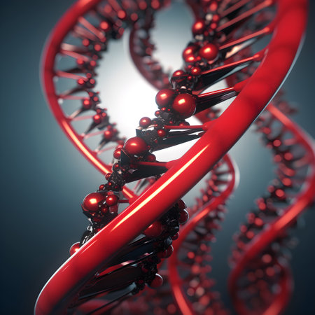 DNA chain close-up, scientific and medical concept, realistic 3D illustration, generative aiの素材