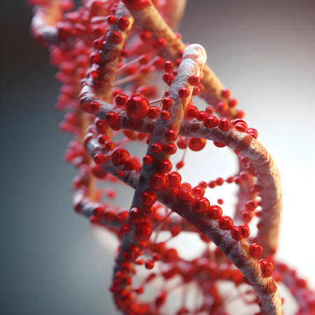 DNA chain close-up, scientific and medical concept, realistic 3D illustration, generative aiの素材