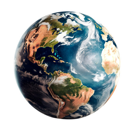 Planet Earth isolated on a white background, ecology concept, realistic 3D illustration, generative aiの写真素材