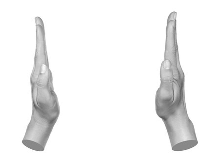 Hands shows virtual holding something isolated on a transparent background. Contemporary artの写真素材