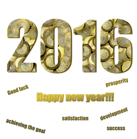 Christmas greeting card for business partners with the texture of coins symbolizing profit and...