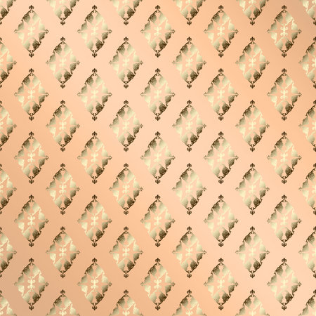 Golden seamless pattern floral ornament on a creamy background - raster illustrationの写真素材
