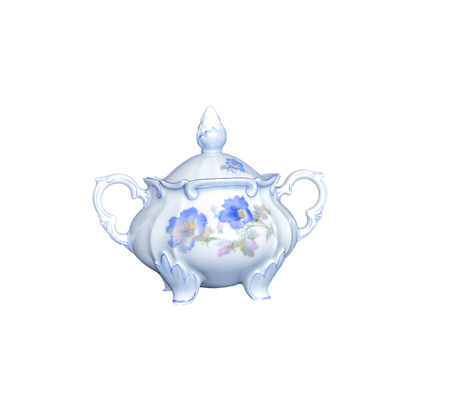 Vintage antique elegant porcelain sugar bowl isolated on a white background isolatedの写真素材