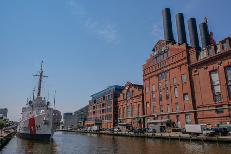Inner Harbor, Baltimore, Maryland, USA - May 15, 2018: View of Baltimore's Inner Harbor downtown