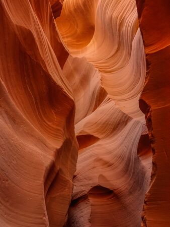 Antelope Canyon in Navajo Tribal Park, Page, Arizona, USA: September 9, 2015: Interior of Antelope Canyon, woderful orange waves made of stoneのeditorial素材