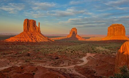 Monument Valley, Arizona State, United States - September 9, 2015: Sunset in the Monument Valley landscapeのeditorial素材