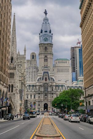 City Hall in Philadelphia, Pennsylvania, USA - June 6, 2018: View of the historic building of Philadelphia City Hallのeditorial素材