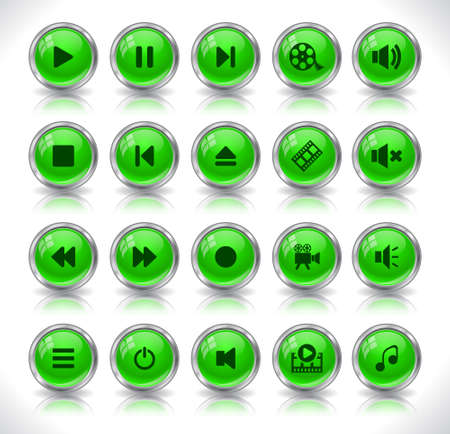 Set of media buttons. Vector.のイラスト素材