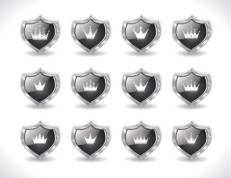 Shields with crowns. Vector illustration.のイラスト素材