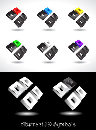 Abstract 3D shapes on light backgroundのイラスト素材