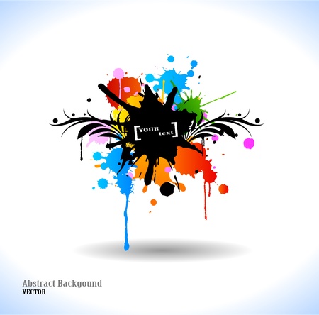 Colour cool grunge floral poster. Vector illustration.のイラスト素材