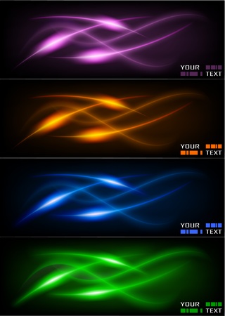 Set of dark glowing wavers EPS10 Vector Backgroundのイラスト素材