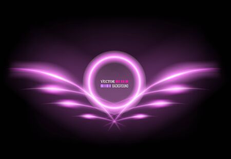 Abstract neon frame with wings. Vector illustrationのイラスト素材