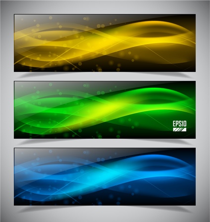 Vector illustration of futuristic color abstract glowing bannersのイラスト素材