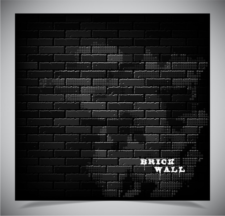 Dark old black brick wall, vector illustrationのイラスト素材