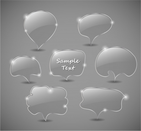 Set of transparent glass speech bubbles illustrationのイラスト素材
