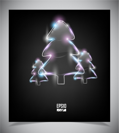 Transparent glass christmas tree on dark backgroundのイラスト素材
