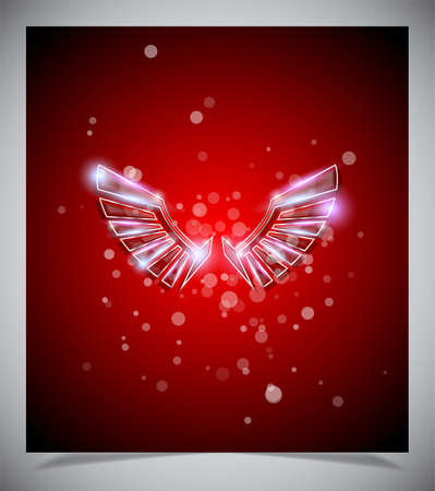 Abstract red background with glass  wings. Vector illustrationのイラスト素材