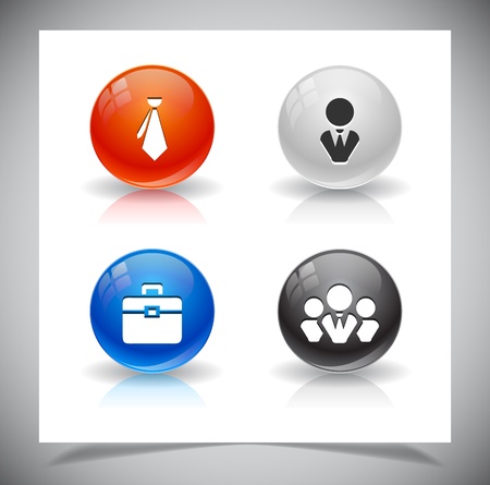 abstract glass balls with icons. のイラスト素材
