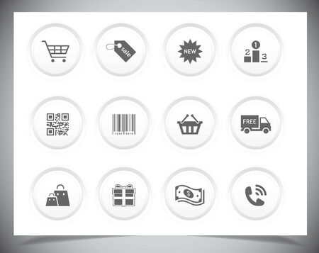 Set of simple black Shopping icons. Vector illustrationのイラスト素材
