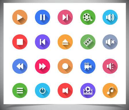Set of flat color buttons. Vector illustrationのイラスト素材