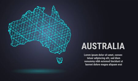 Modern vector low poly Australia map illustration for your design. Abstract modern background. Low poly vector background. Abstract geometric polygonal background. World map vector. Australia map icon.のイラスト素材