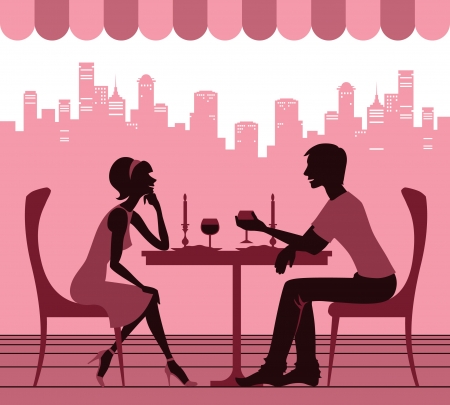 Couple in the cafeのイラスト素材