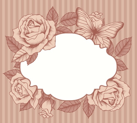Frame with flowers and butterfliesのイラスト素材