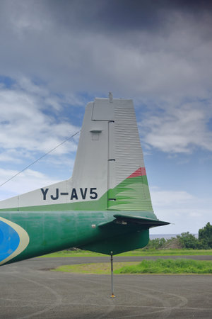 Lonorore airport, Pentecost island, Vanuatu-October 15, 2014: The flight NF 222 destination...