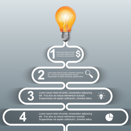 Infographic design template and marketing icons. Bulb icon. Light icon.のイラスト素材