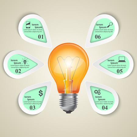 Infographic design template and marketing icons. Bulb icon. Light icon.のイラスト素材
