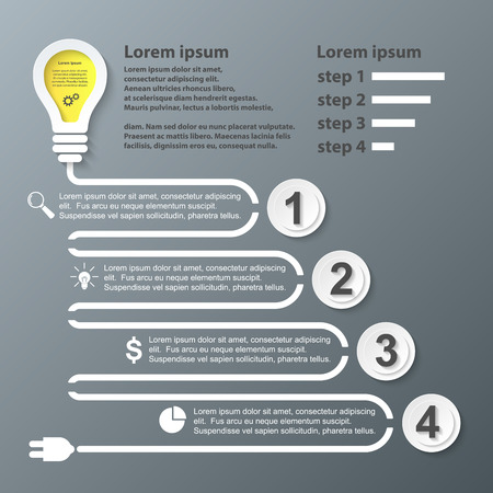 Infographic design template and marketing icons. Bulb icon. Light icon.のイラスト素材