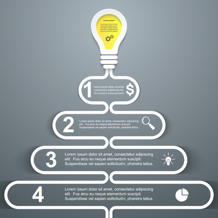 Infographic design template and marketing icons. Bulb icon. Light icon.のイラスト素材