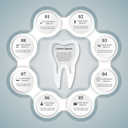 Business Infographics origami style Vector illustration. Tooth icon.のイラスト素材
