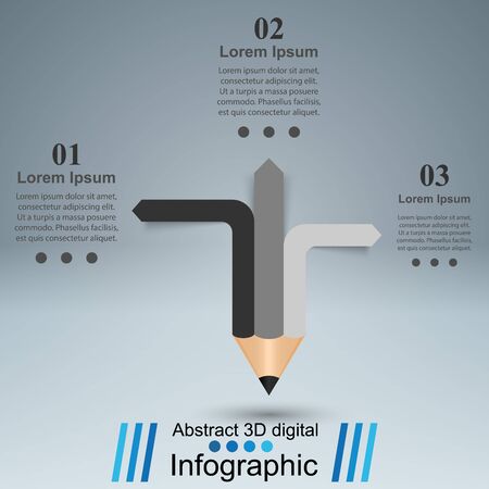 3D infographic design template and marketing icons. Pencil icon.のイラスト素材