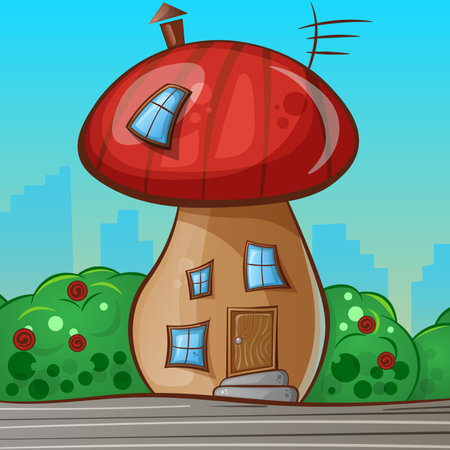 Window, door and mushroom - vector illustration.のイラスト素材