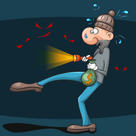 Man experiences intense fear in the dark.のイラスト素材