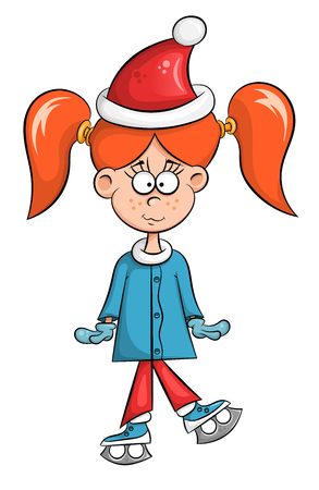 Cute redhead girl on a white background.のイラスト素材