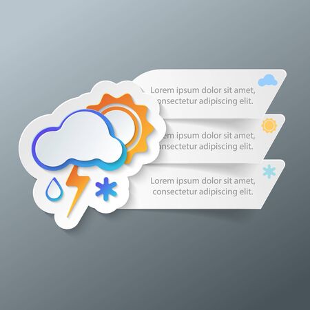3d icon wheather infographic. Business Infographics origami style Vector illustrationのイラスト素材