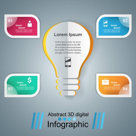 Infographic design template and marketing icons. Bulb icon. Light icon.のイラスト素材