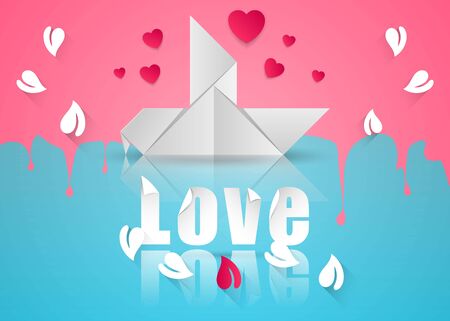 Paper hearts Valentines day. Love and heart  icon.のイラスト素材
