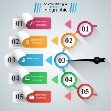 3D infographic design template and marketing icons. Business Infographics origami style Vector illustration. Smartphone icon.のイラスト素材