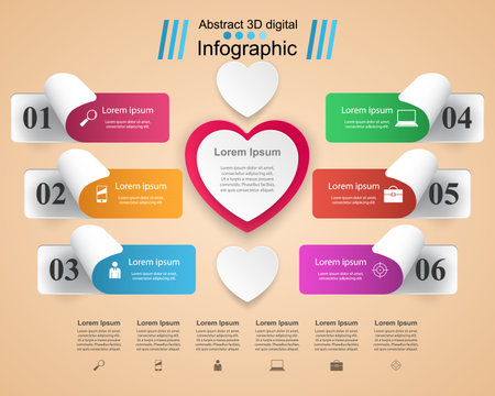 3D infographic design template and marketing icons.のイラスト素材