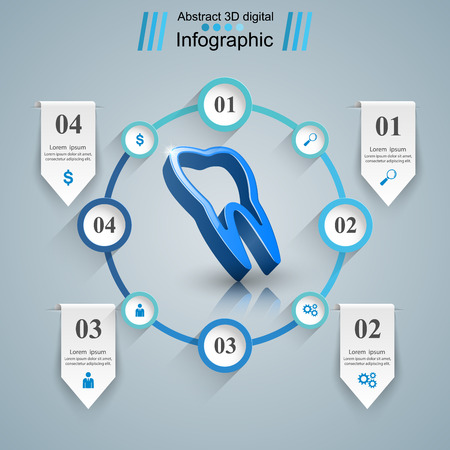 Business Infographics origami style Vector illustration. Tooth icon.のイラスト素材
