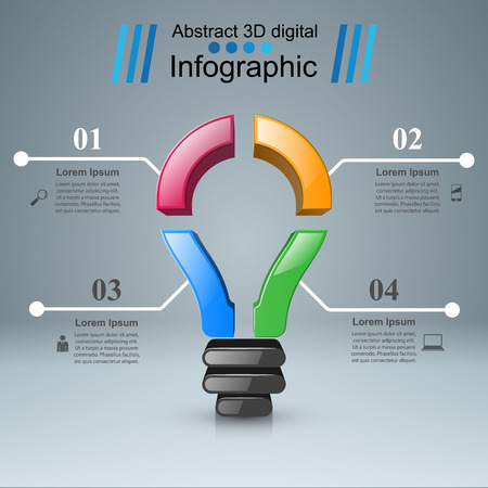 Infographic design template and marketing icons. Bulb icon. Light icon.のイラスト素材