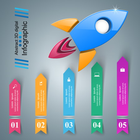 Rocket logo. Infographic design template and marketing icons.のイラスト素材