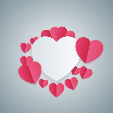 Paper hearts Valentines day. Love and heart  icon.のイラスト素材